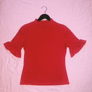 Red Ruffle Top